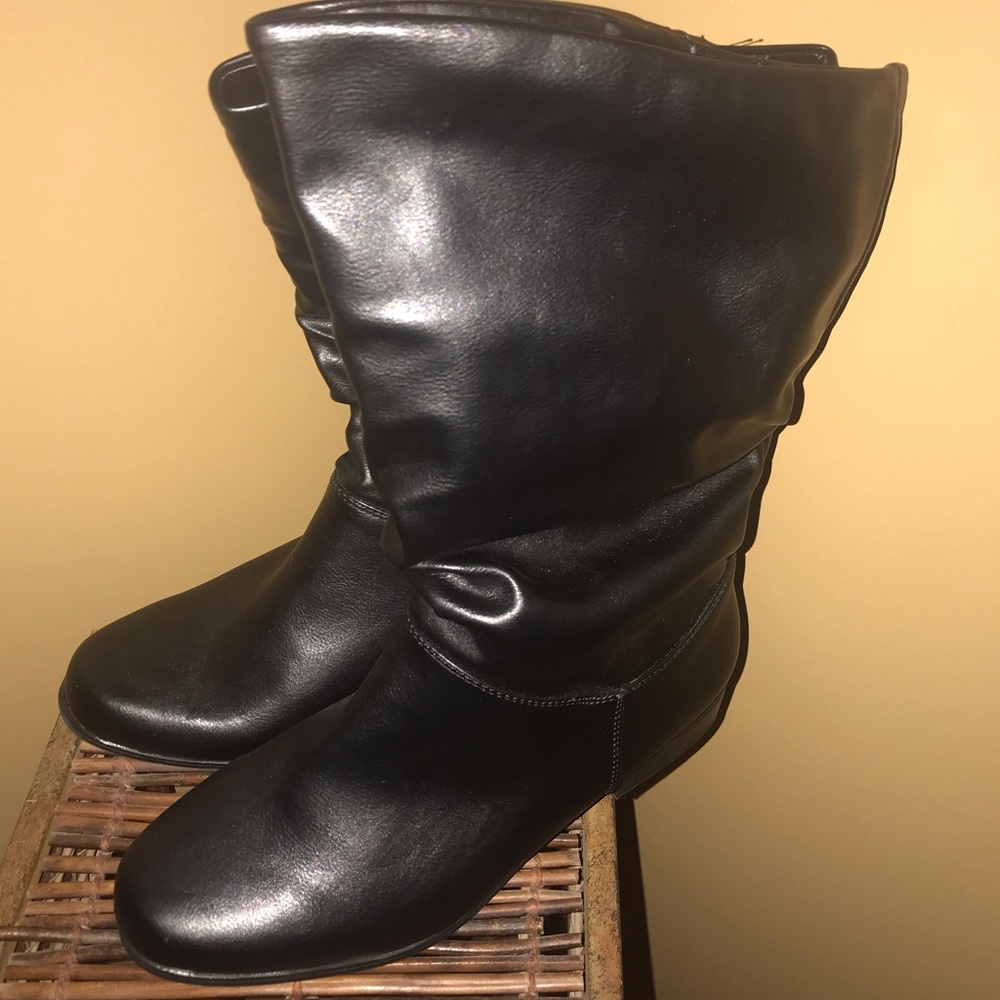 Black mid calf boots